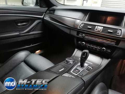 WRAPPING SERVICE - BMW F10 F11 INTERIOR TRIM SET - DEEP TEXTURED GLOSSY BLACK CARBON (MTD-TEX)