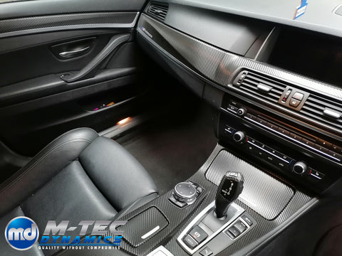 WRAPPING SERVICE - BMW F10 F11 INTERIOR TRIM SET - DEEP TEXTURED GLOSSY BLACK CARBON (MTD-TEX)