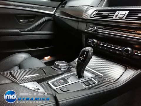 WRAPPING SERVICE - BMW F10 F11 INTERIOR TRIM SET - DEEP TEXTURED GLOSSY BLACK CARBON (MTD-TEX)