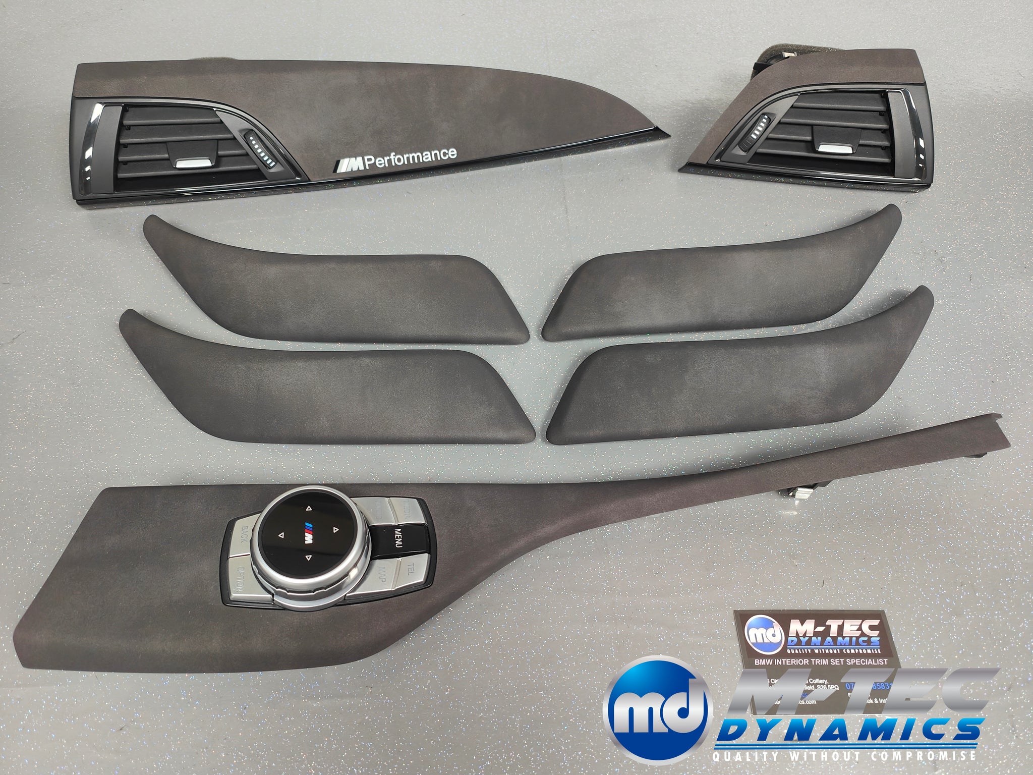 BMW F2X INTERIOR TRIM SET - ALCANTARA LOOK VINYL / GLOSS BLACK ACCENT F20 F21 F22