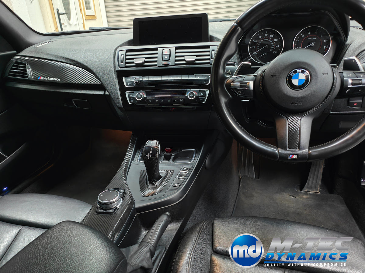 WRAPPING SERVICE - BMW F2X INTERIOR TRIM SET - TEXTURED CARBON / GLOSS BLACK ACCENT - F20 F21 F22 F23