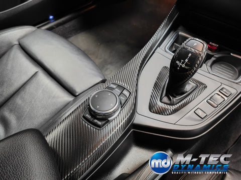 WRAPPING SERVICE - BMW F2X INTERIOR TRIM SET - DEEP TEXTURED GLOSSY CARBON / GLOSS BLACK ACCENT (MTD-TEX) - F20 F21 F22 F23