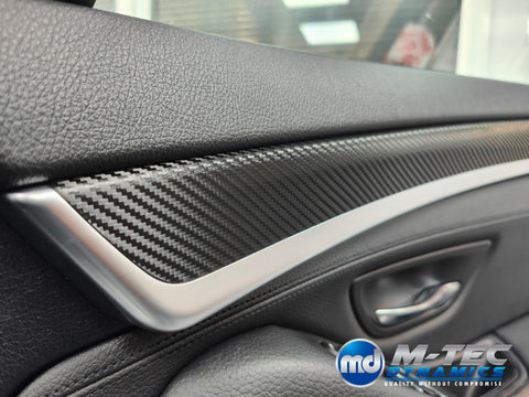 WRAPPING SERVICE - BMW F10 F11 INTERIOR TRIM SET - DEEP TEXTURED GLOSSY BLACK CARBON (MTD-TEX)