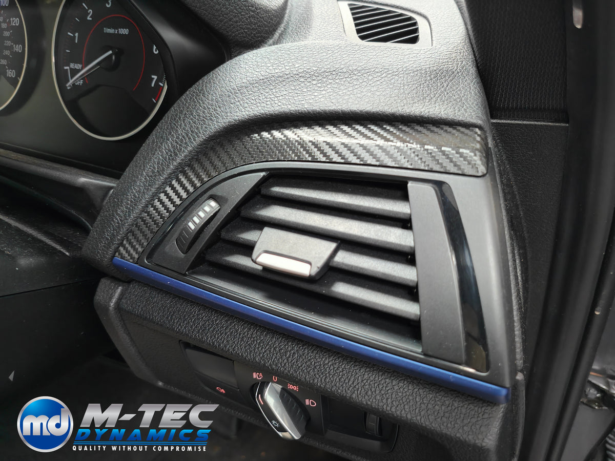WRAPPING SERVICE - BMW F2X INTERIOR TRIM SET - TEXTURED CARBON / BLUE ACCENT - F20 F21 F22 F23