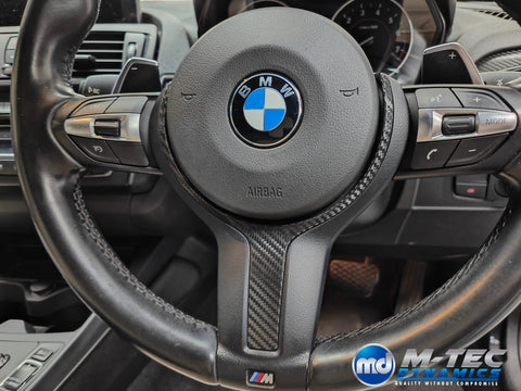 WRAPPING SERVICE - BMW F2X INTERIOR TRIM SET - DEEP TEXTURED GLOSSY CARBON / BLUE ACCENT (MTD-TEX) - F20 F21 F22 F23