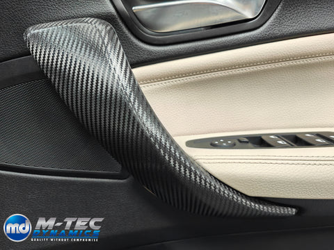 WRAPPING SERVICE - BMW F2X INTERIOR TRIM SET - DEEP TEXTURED GLOSSY CARBON / BLUE ACCENT (MTD-TEX) - F20 F21 F22 F23