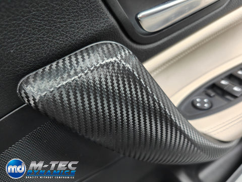 WRAPPING SERVICE - BMW F2X INTERIOR TRIM SET - DEEP TEXTURED GLOSSY CARBON / BLUE ACCENT (MTD-TEX) - F20 F21 F22 F23