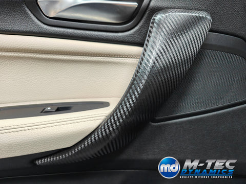 WRAPPING SERVICE - BMW F2X INTERIOR TRIM SET - DEEP TEXTURED GLOSSY CARBON / BLUE ACCENT (MTD-TEX) - F20 F21 F22 F23