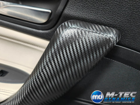 WRAPPING SERVICE - BMW F2X INTERIOR TRIM SET - DEEP TEXTURED GLOSSY CARBON / BLUE ACCENT (MTD-TEX) - F20 F21 F22 F23