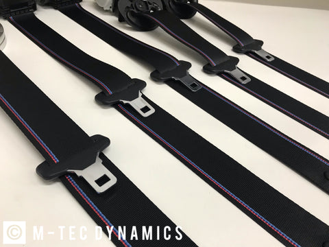 BMW E36 M3 CUSTOM M4 GTS COMPETITION STYLE TRI-COLOUR FRONT SEAT BELT SET