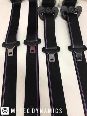 BMW E36 M3 CUSTOM M4 GTS COMPETITION STYLE TRI-COLOUR FRONT SEAT BELT SET
