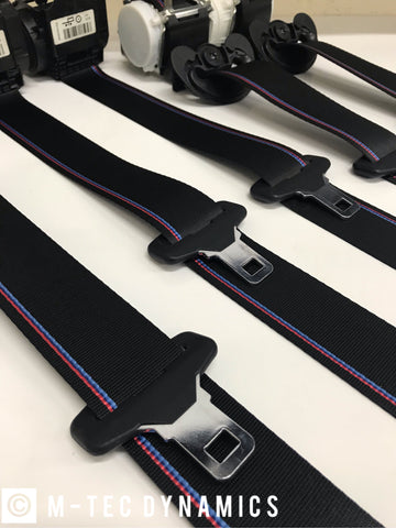 BMW E36 M3 CUSTOM M4 GTS COMPETITION STYLE TRI-COLOUR FRONT SEAT BELT SET