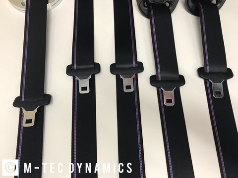 BMW E36 M3 CUSTOM M4 GTS COMPETITION STYLE TRI-COLOUR FRONT SEAT BELT SET