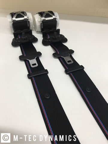 BMW E36 M3 CUSTOM M4 GTS COMPETITION STYLE TRI-COLOUR FRONT SEAT BELT SET