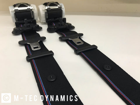 BMW E36 M3 CUSTOM M4 GTS COMPETITION STYLE TRI-COLOUR FRONT SEAT BELT SET