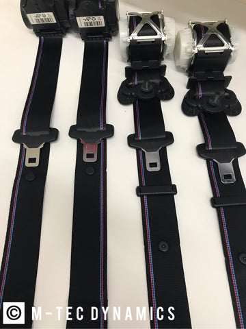 BMW E36 M3 CUSTOM M4 GTS COMPETITION STYLE TRI-COLOUR FRONT SEAT BELT SET