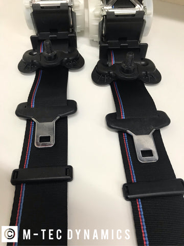 BMW E36 M3 CUSTOM M4 GTS COMPETITION STYLE TRI-COLOUR FRONT SEAT BELT SET