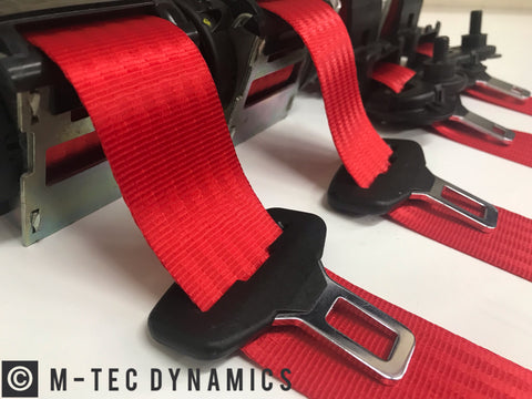 BMW E36 COUPE M3 CUSTOM RED FRONT SEAT BELT SET